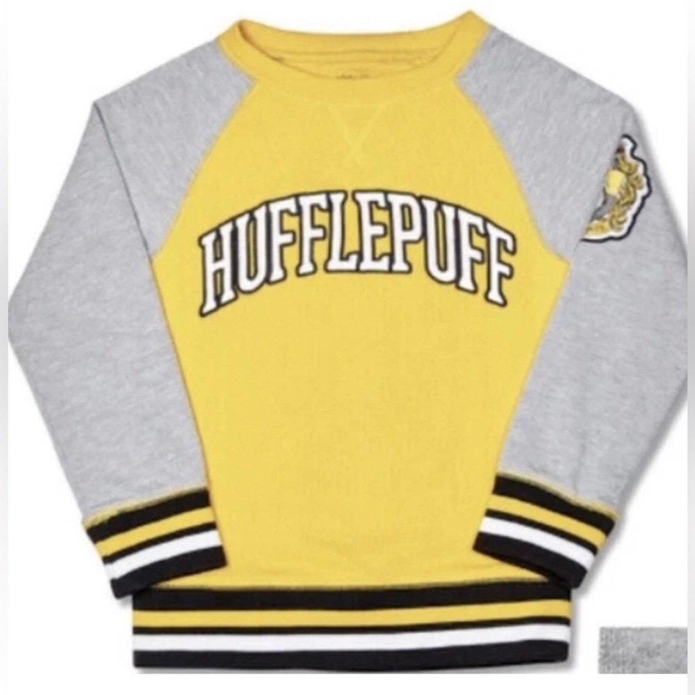Hufflepuff Kids' Yellow & Gray Raglan Sweatshirt XXS, Harry Potter